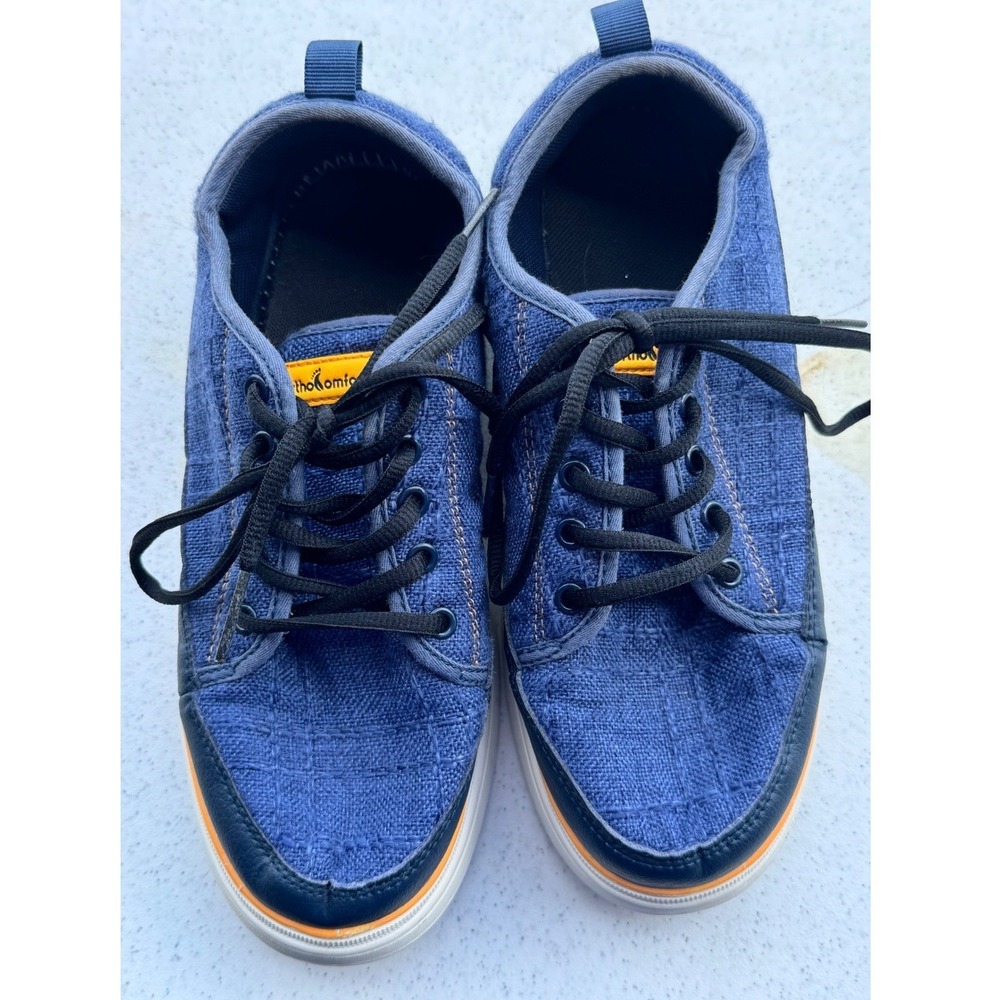Orthocomfoot Men Walking Shoes Size 8.5 Blue Fabric Lace Up Sneakers 21SG01